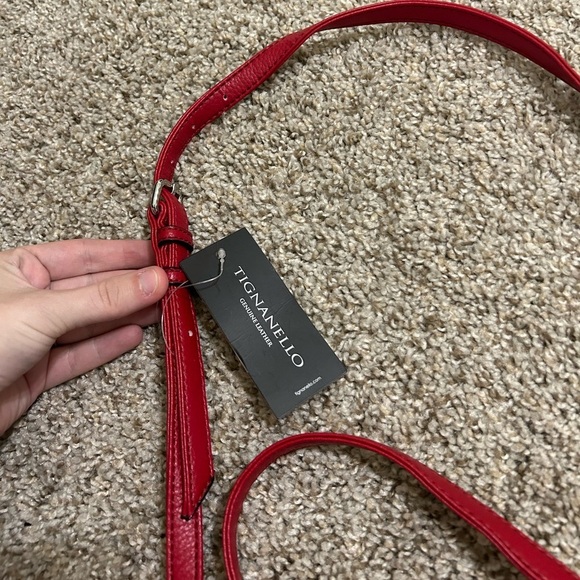NWT Tignanello Genuine Leather Organizer Red Crossbody Bag Women’s Lined Pocket - Picture 12 of 14